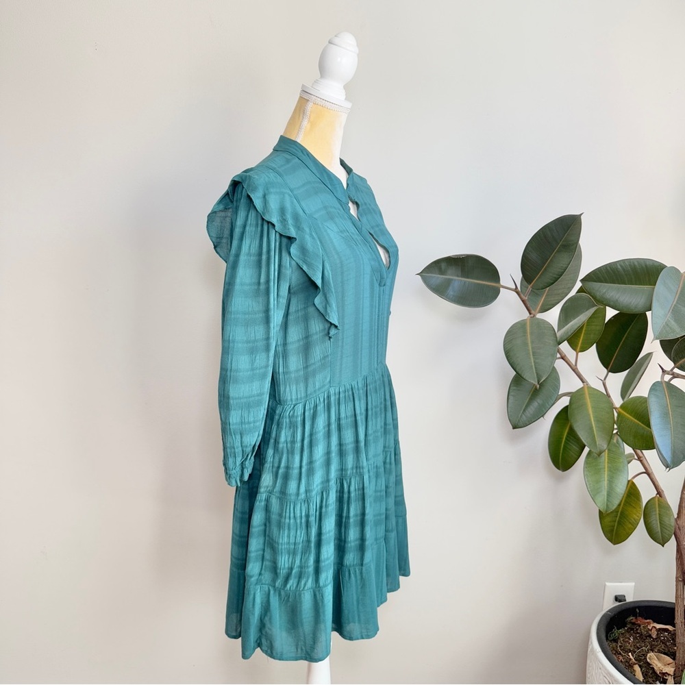 Amadi Anthropologie Rossi Teal Ruffle Dress - Picture 4 of 7
